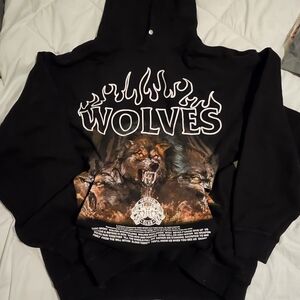Darc Sport Black Wolves Graphic Hoodie with Multi-Color Print